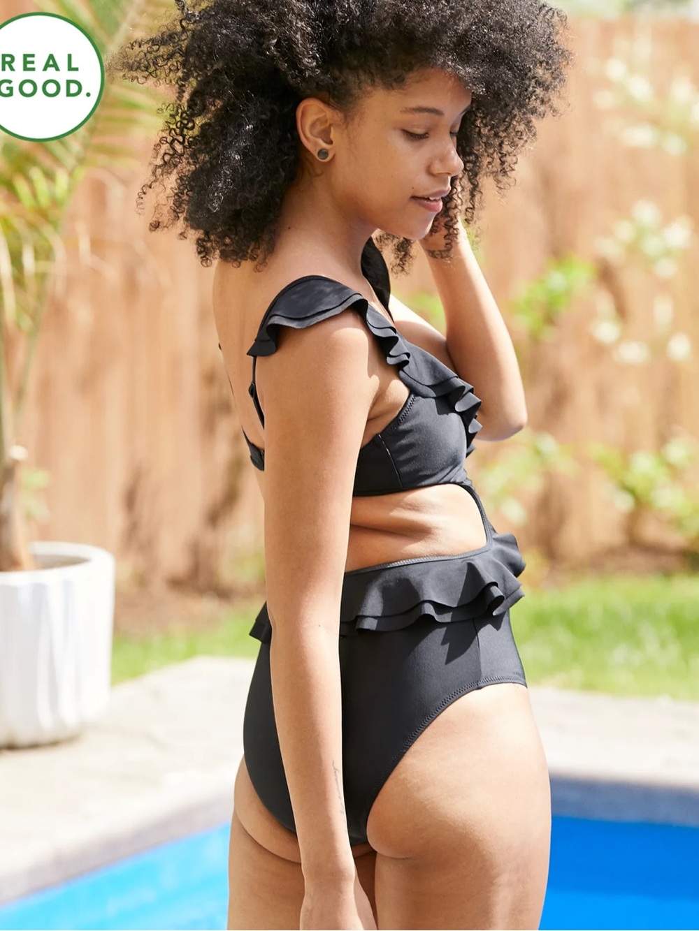NWT Aerie Ruffle Cut Out One Piece Swimsuit - Picture 5 of 8